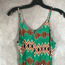 JustFab  Orange & Green Zig Zag V-Neck Tank Dress | Size Medium Photo 2