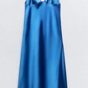 ZARA Dress Cobalt Blue Slip Midi Satin Effect Maxi Wedding Party Photo 4