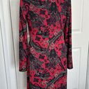 Ralph Lauren Lauren  Paisley Print Jersey Knit Long Sleeve Dress Red Multi Sz 6 Photo 4