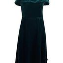 XScape  Women's Cocktail Dress Size 10 Green Velvet Off the Shoulder High Low Hem Photo 0