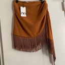 ZARA Rare  clay/ rust/ burnt orange wrap skirt with cascading fringe tassels Photo 5