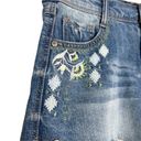 Harper NWT  Floral & Geometric Embroidered Step Hem Cut Off Denim Shorts Photo 2