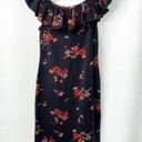 Rebecca Taylor  black floral Marguerite jersey off shoulder dress size small Photo 0