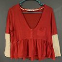 Free People  Women's Colorblock Cotton Peplum Cropped Top Size Small Photo 2