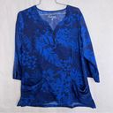 Butter Soft  scrub top blue floral size medium Photo 0