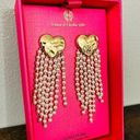 House of Harlow  heart hammered gold colored fringe drop glass pearl earrings new Photo 0