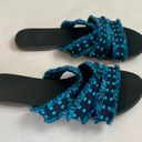 Rothy's - Triple Band Teal Blue Fringe Sandals Summer Vacation Resort Boho Photo 2