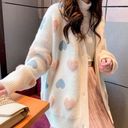 Sweater cardigan heart sweater cute button down fuzzy v Photo 0