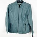 Signature Studio  Balsam Green Faux Vegan Leather Lined Full Zipper Jacket Photo 0