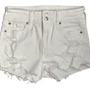 American Eagle  Super High Rise Shortie Women's 4 White Distressed Summer Denim Photo 0