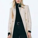 ZARA Double Breasted Gold Button Wool Blend Long Coat in Sand Size M Photo 1