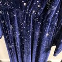 Spirit  Blue Velvet Cold Shoulder Silver Constellations Dress Size S/M Photo 7