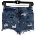 Vintage Havana  distressed mini skirt button fly denim jean blue 4 26 S Photo 8