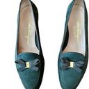 Salvatore Ferragamo Vintage  Suede Slip On Loafers - Green/Gold, 7US Photo 1