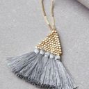 American Eagle AE Grey Tassel Pyramid Triangle Necklace Photo 2