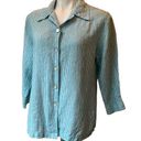 Chico's  Button Front Linen Relaxed Fit Blouse Blue/White Stripe, Sz Large… Photo 4