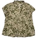 Dress Barn  Floral Button Front Green Beige Tropical Short Sleeve Shirt Size Large Photo 0