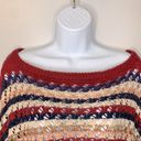 Umgee Boho Oversized Red Stripe Crochet Sweater Photo 7