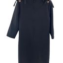 Tahari ‎ Size 10 Black Shift Dress Tie Shoulders Grommets V Neck 3/4 Sleeve NWT Photo 8