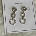 Source Unknown Sparkling Earrings NWT Crystal Hoop Drop Dangle Silver Tone Photo 2