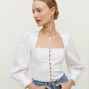 Reformation Micah Balloon Sleeve Square neck linen top 0 white NEW Photo 0