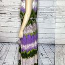 Dress Barn  Woman Size 16 Purple & Green Chevron Stripe High-Neckline Maxi Dress Photo 4