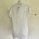 Tommy Hilfiger  Mock neckline ruffle Flutter Sleeve top MEDIUM pin dots off white Photo 10