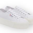 Superga new  ★ 2790 Platform Napa Leather Sneakers ★ Optical White Silver ★ 8.5M Photo 6