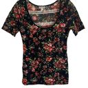 Kirra  Black Floral Short Sleeve Blouse Womens. Size M Photo 0