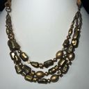 Coldwater Creek  Multi Strand Gold Tone Bead and Cord Necklace Photo 2