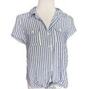 Rebellion NWT Womens  Again Boutique Striped Knotted Button Down Shirt - Sz L Photo 0