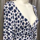 Free People  Small Wrap V Neck Mini Floral Long Sleeve Dress White Blue Pradera Photo 11