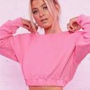 Bo+Tee Women’s  Meagan Grubb cropped crew neck sweatshirt pink size small Photo 1