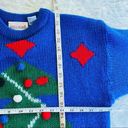 Vintage Blue  and green Christmas tree knit sweater Photo 6