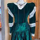 Handmade Merida REN FAIR Costume. Vnt 1990 Emerald Green Velvet & Taffeta LS Gown. Sz 6 Photo 2