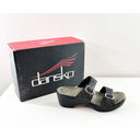 Dansko  Sophie Shagreen Metallic Python Leather Chunky Sandal Black Silver 11 Photo 3