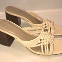 Ann Taylor  Women’s Leather Cream Woven Braided Square Toe Chunky Block Heels Photo 0