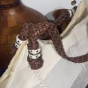 The Sak  suede and metallic leather tote purse with braided leather straps Photo 4