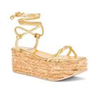 Jeffrey Campbell  Camillia Platform Sandal Sz 39 EU 8.5 US NIB Gold Faux Leather Photo 0