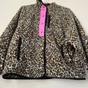 American Eagle  Outfitters Leopard Print Neon Pink Fleece Bomber Jacket Size M Photo 3