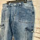 KanCan Avery Cargo Crop Utility Jeans Denim Acid Washed Blue Womens Size 13/30 Photo 3