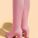 SheIn Baby Pink Chunk Heel Boots Photo 4