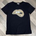 Blooming Jelly  Leopard Lips Graphic Print T-shirt Black Peach Large Photo 11