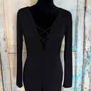 Mezzanine Women Long Sleeve Strappy V-Neck Shimmer Black Romper Size Medium Photo 3