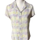 St. John  Abstract Print Pastel Color Silk Button Down Top Sz 10 Photo 2