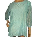 Krass&co D & . Aqua Blue Circular Mesh 3/4 Sleeve Blouse Photo 0