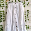 Vintage High Waisted White Button Up Midi Skirt Photo 3