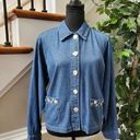 Coldwater Creek Cold Water Creek Women's Blue Denim 100% Cotton Long Sleeve Collared Jacket Photo 0