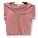 Better Be Womens Cardigan Sweater Taupe Pink Short Sleeve V Neck Ribbed Knit S Photo 2