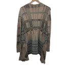 BKE  Patchwork Blues Women’s Multicolor Fringe Sweater Cardigan size Large Photo 3